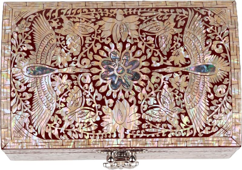 Mother of Pearl Trinket Box - Vintage Jewelry Organizer for Women