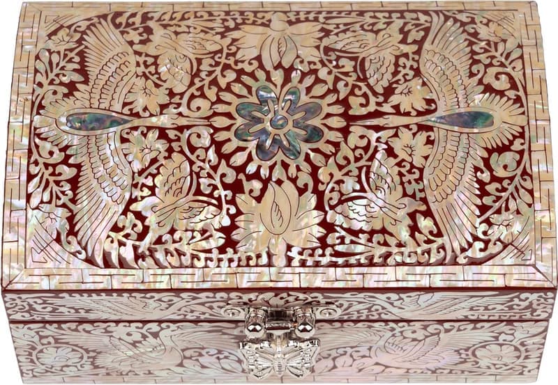 Mother of Pearl Trinket Box - Vintage Jewelry Organizer for Women