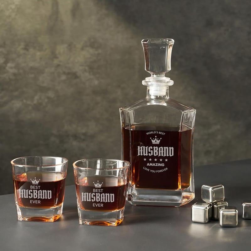 Birthday Gifts for Husband - World's Best Husband Whiskey Glass Set
