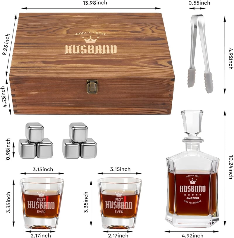 Birthday Gifts for Husband - World's Best Husband Whiskey Glass Set