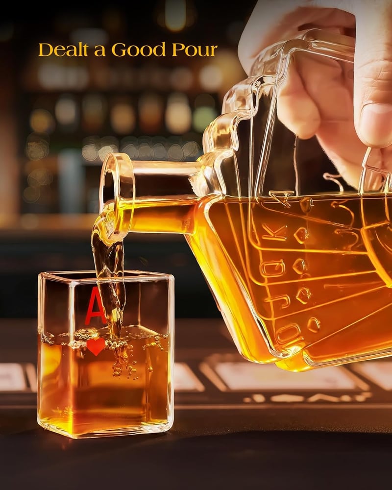 Men's Poker Whiskey Decanter Set - Perfect for Father's Day