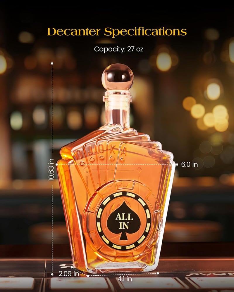 Men's Poker Whiskey Decanter Set - Perfect for Father's Day