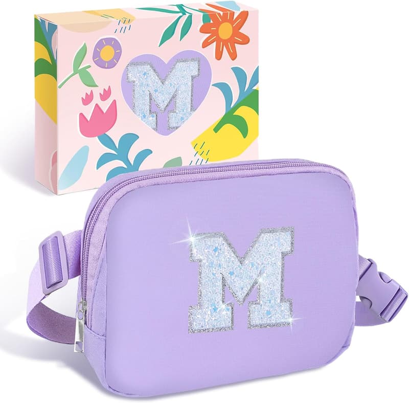 Purple Initial Fanny Pack for Teen Girls - Trendy Mother's Day Gift