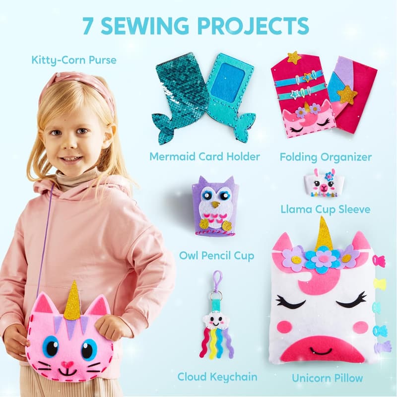 Kids' Felt Sewing Kit - 7 Easy DIY Projects for Ages 6+