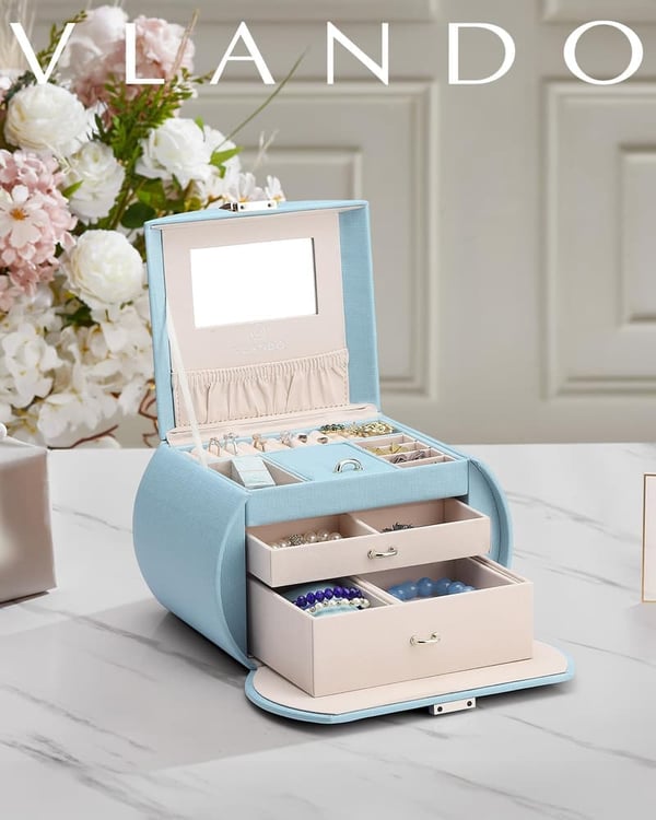 Princess Jewelry Box for Girls, 3-Layer with Mirror – Birthday Gift