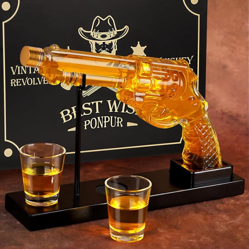 Whiskey Decanter Set with 2 Glasses – Perfect Gift for Dad