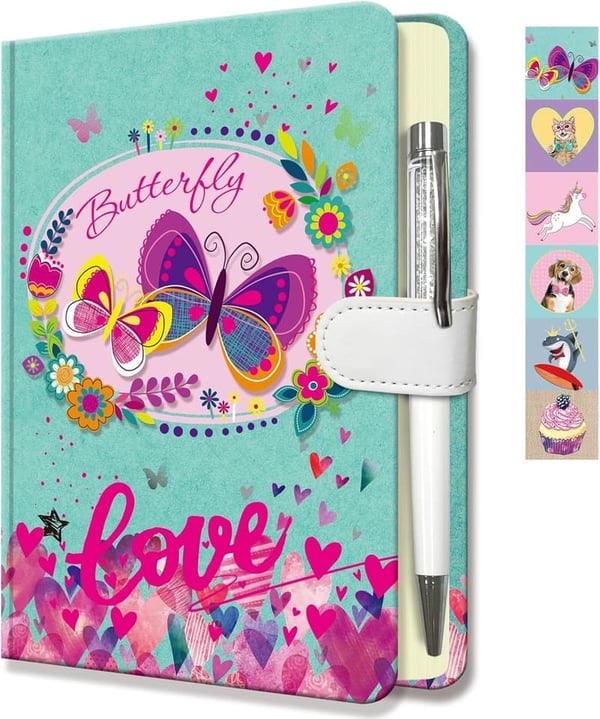 Butterfly Journal for Girls - Hardcover Lined Diary with Pen