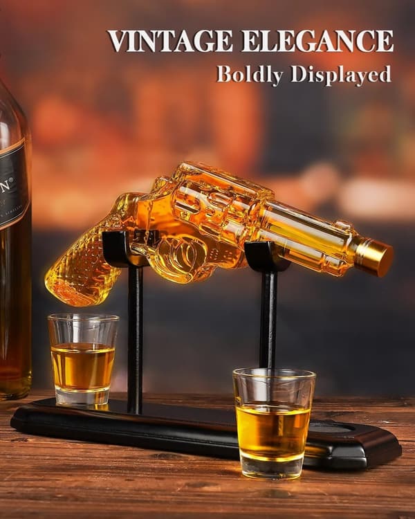 Whiskey Decanter Set for Men - 9 Oz with Shot Glasses