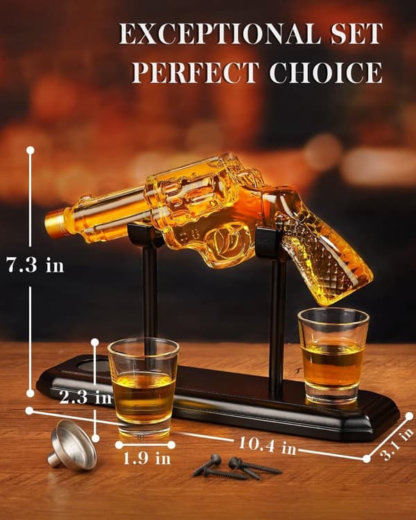 Whiskey Decanter Set for Men - 9 Oz with Shot Glasses