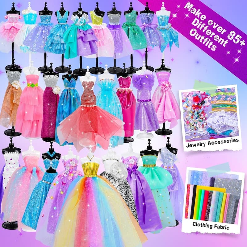 DIY Fashion Designer Kit for Girls - 800+ Pcs with Mannequins