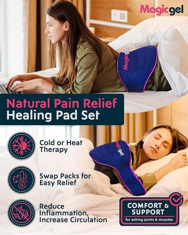 Back Pain Relief Gel Ice Pack - Reusable Hot/Cold Wrap (2 Pack)