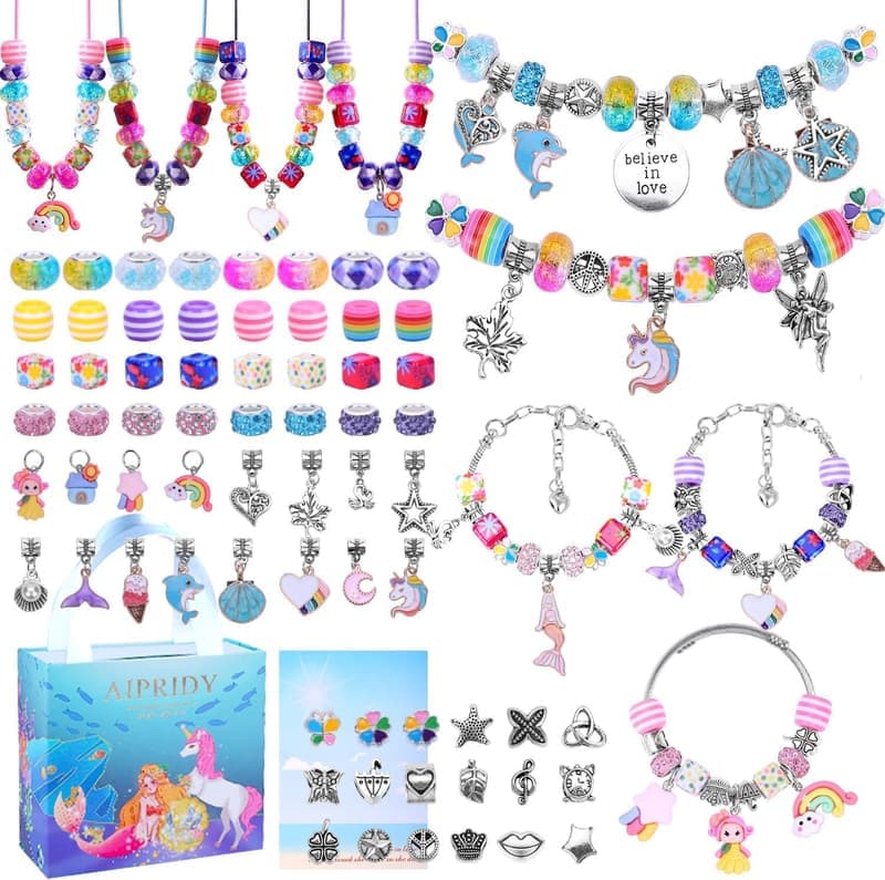 Unicorn & Mermaid Charm Bracelet Making Kit for Girls, 5-12 Years Old