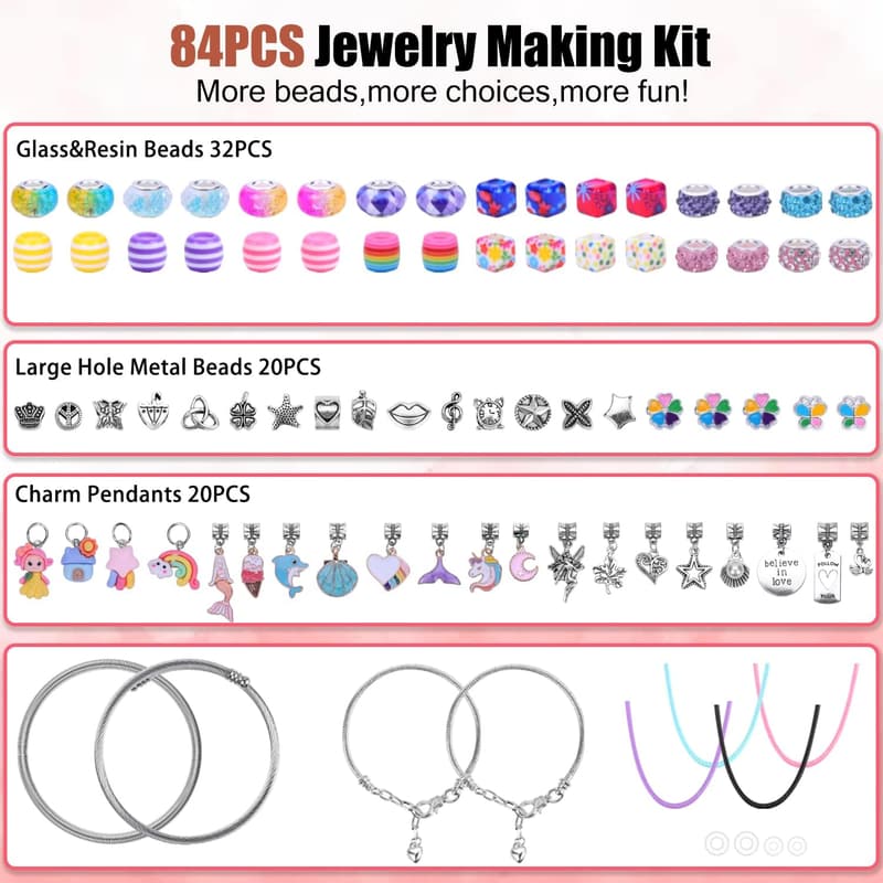 Unicorn & Mermaid Charm Bracelet Making Kit for Girls, 5-12 Years Old