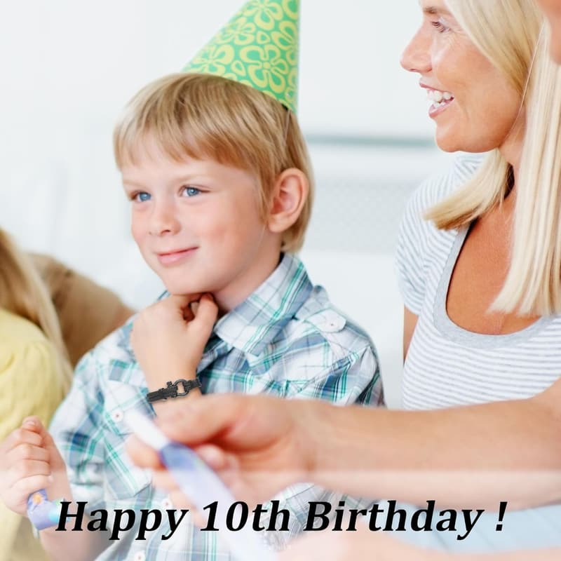 10th Birthday Adjustable Leather Bracelet for Boys