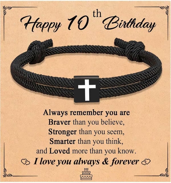 Black Cross Bracelet for Teenage Boys - Birthday Gift Idea