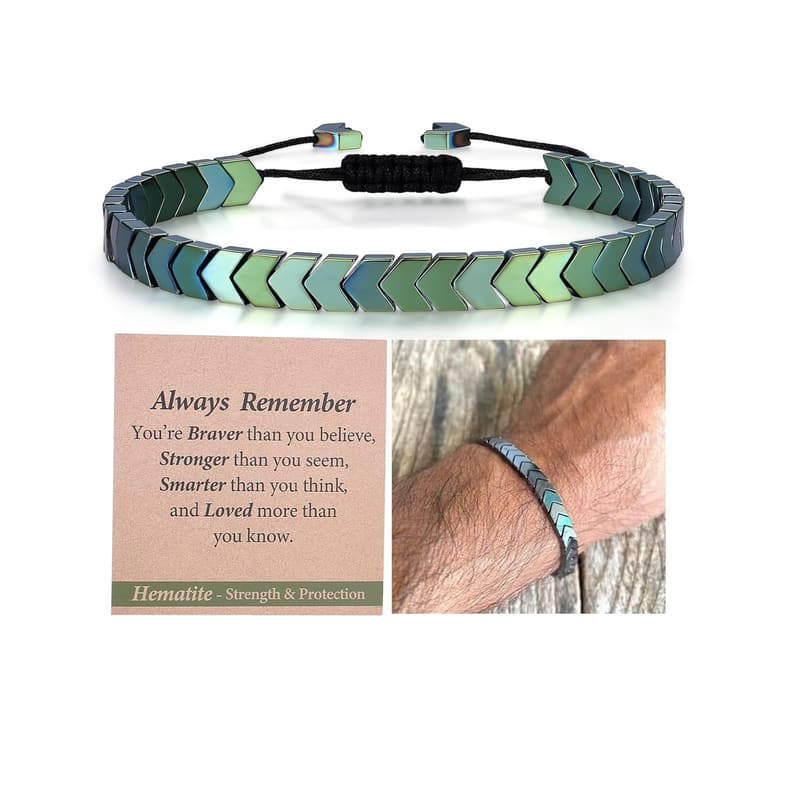 Men's Hematite Bracelet - Graduation & Birthday Gift for Teens