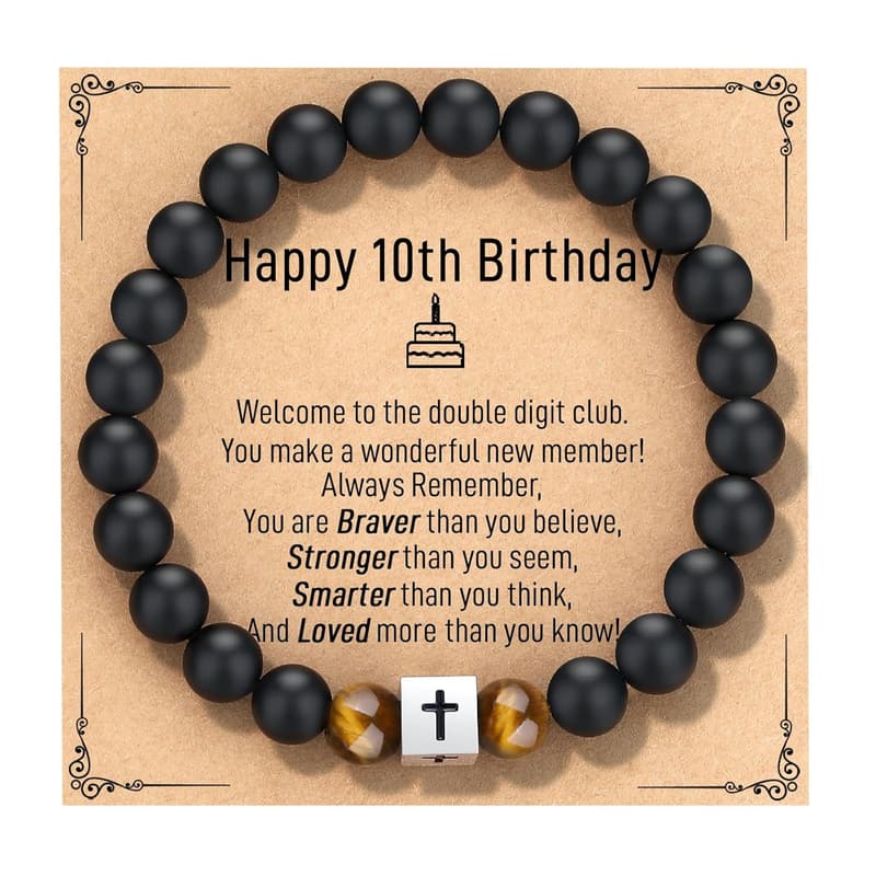 10th Birthday Cross Bracelet for Boys