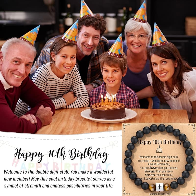 10th Birthday Cross Bracelet for Boys