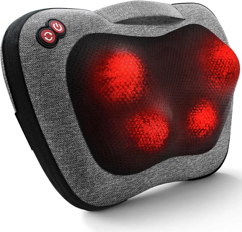 Shiatsu Back Massager with Heat – Deep Tissue Relief Pillow