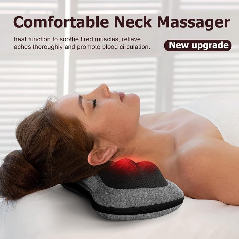 Shiatsu Back Massager with Heat – Deep Tissue Relief Pillow