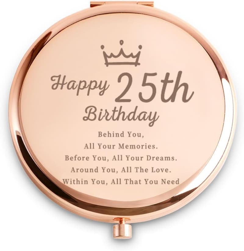 25th Birthday Personalized Engraved Compact Mirror for Women