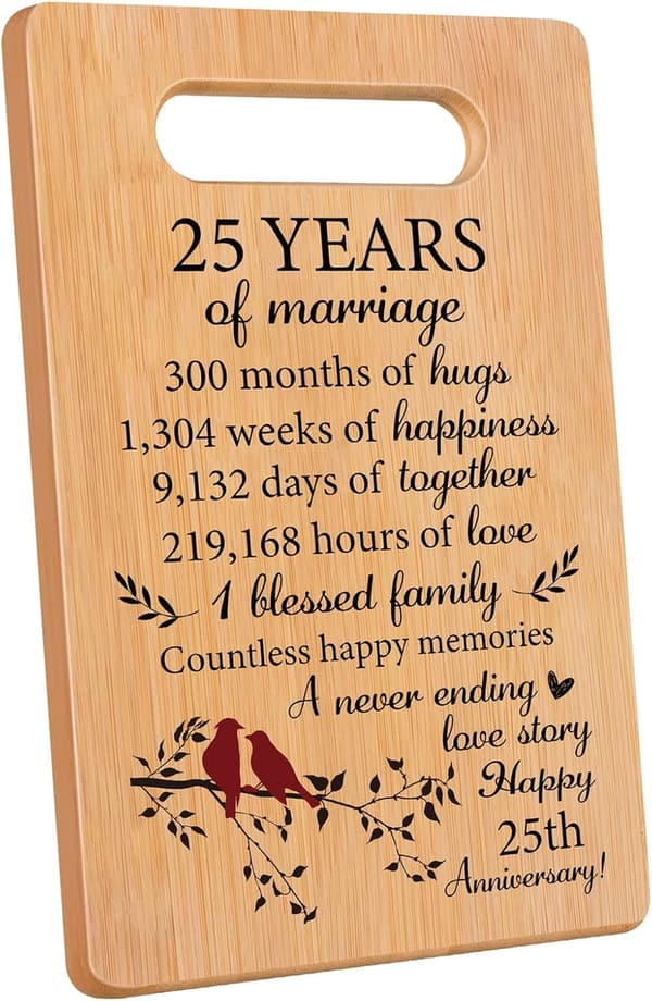 25th Anniversary Personalized Cutting Board Gift for Couples