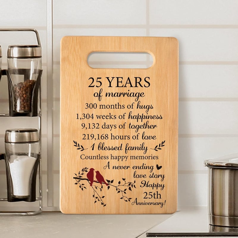25th Anniversary Personalized Cutting Board Gift for Couples