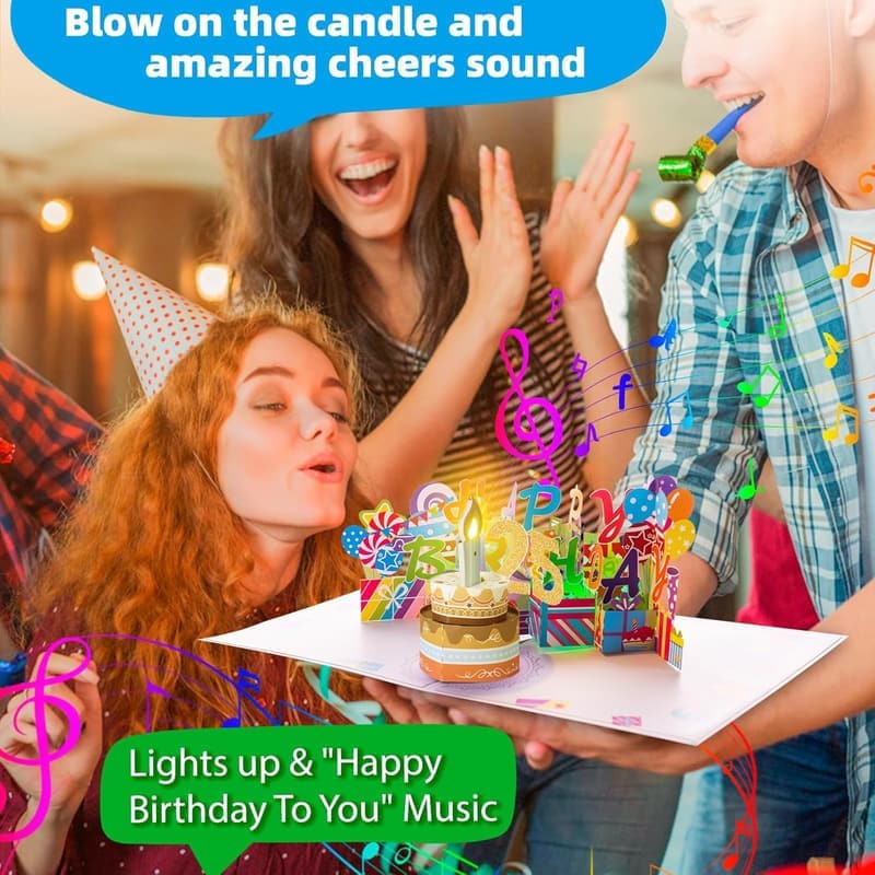 25th Birthday Musical Pop-Up Card with Colorful Candle and Sound