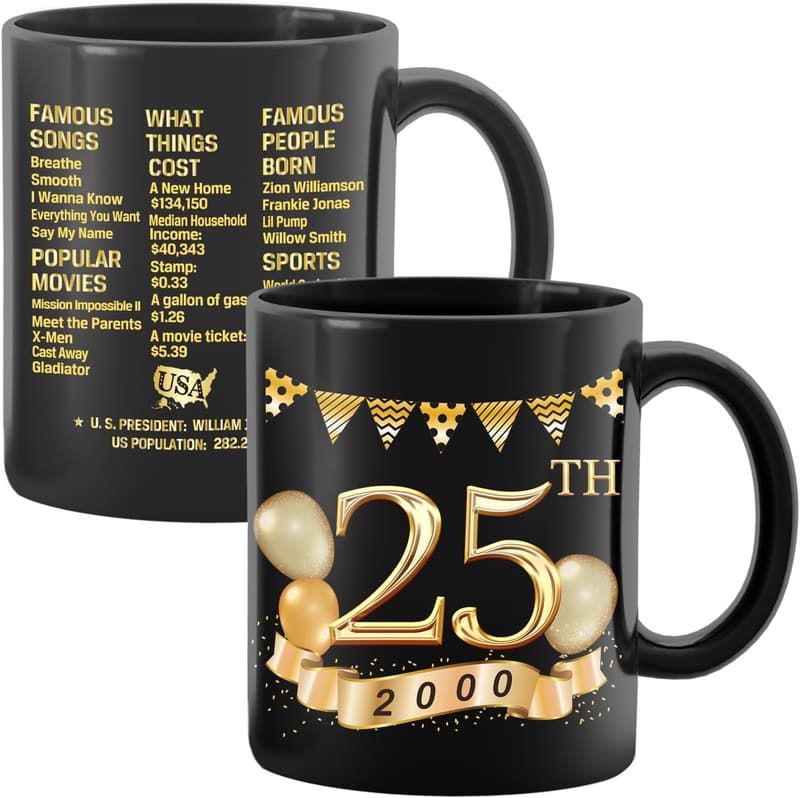 25th Birthday Coffee Mug for Men and Women