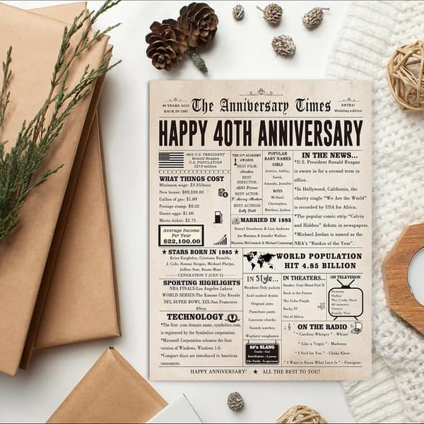 40th Anniversary Jumbo Card Gift for Couples