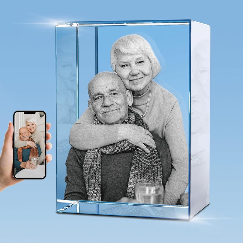 Custom 3D Crystal Photo Cube - Perfect Gift for Couples