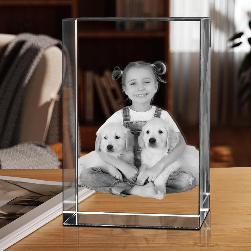 Custom 3D Crystal Photo Cube - Perfect Gift for Couples