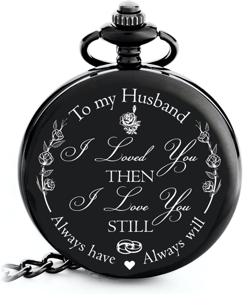 Engraved Pocket Watch for Husband - Anniversary Gift