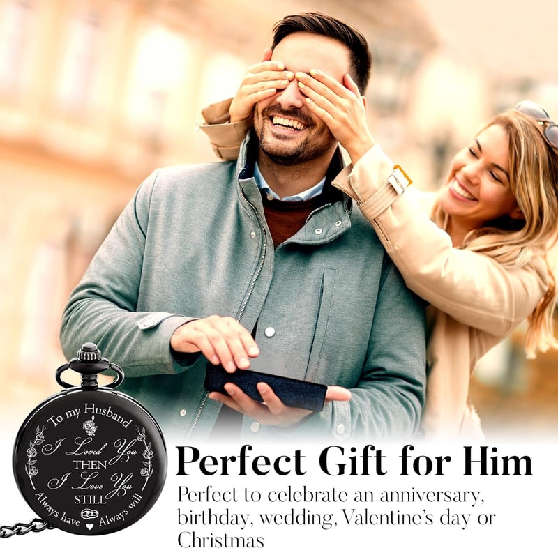 Engraved Pocket Watch for Husband - Anniversary Gift