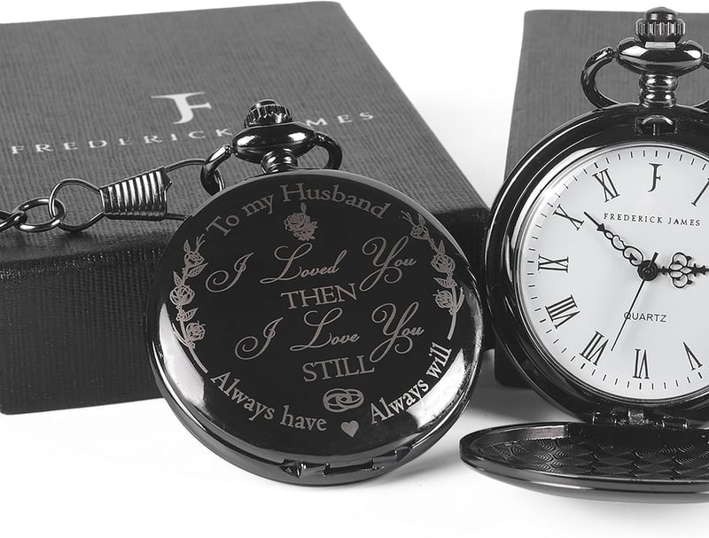 Engraved Pocket Watch for Husband - Anniversary Gift