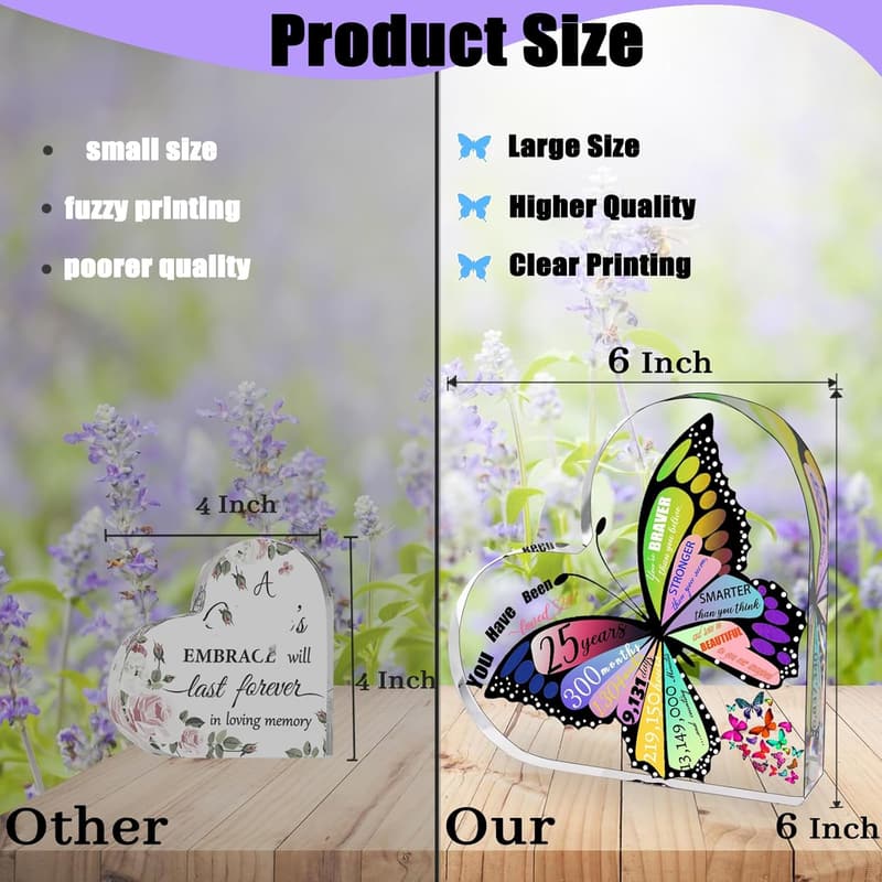 25th Birthday Butterfly Acrylic Plaque for Women