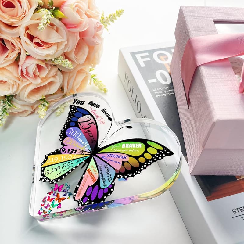 25th Birthday Butterfly Acrylic Plaque for Women