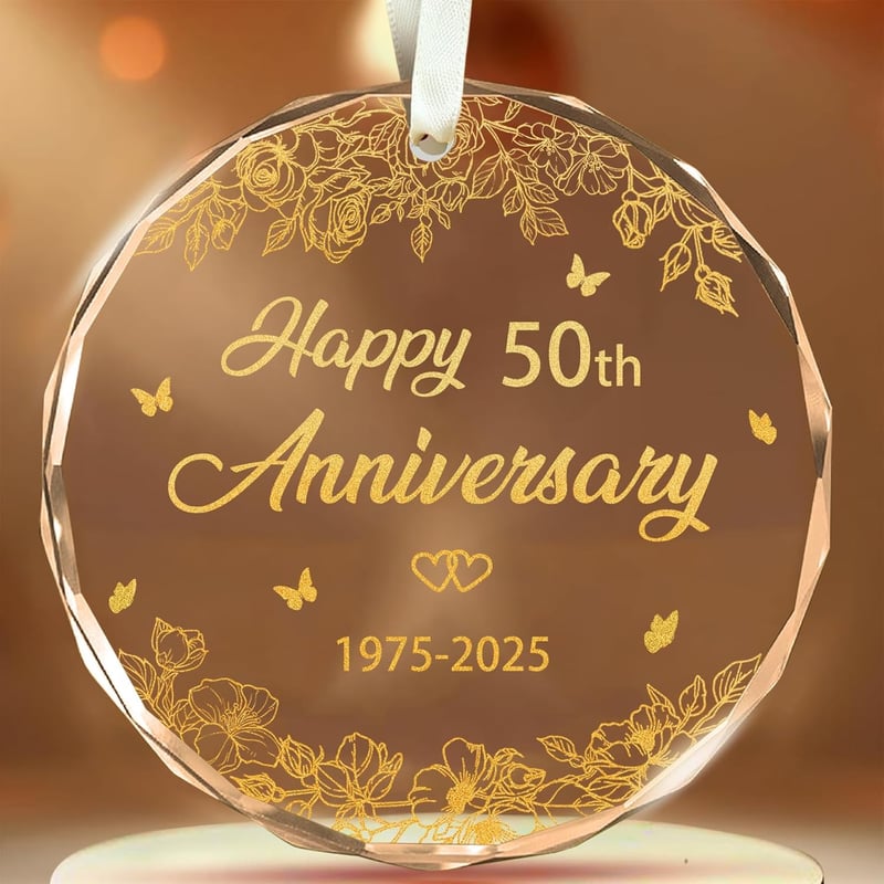 50th Anniversary Glass Ornament for Couples - 3