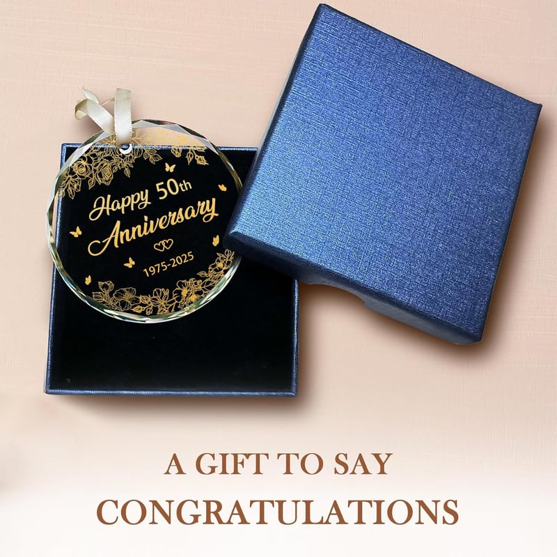 50th Anniversary Glass Ornament for Couples - 3