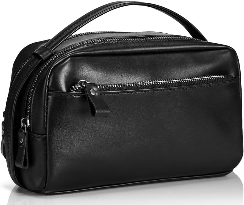 Genuine Leather Hanging Dopp Kit for Men - Travel Toiletry Organizer