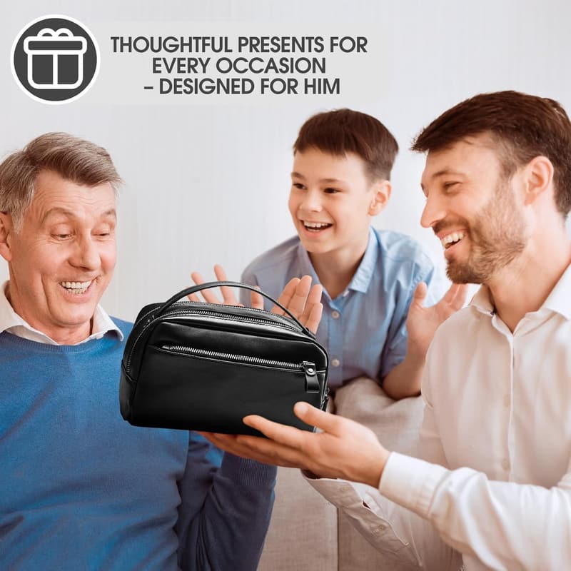 Genuine Leather Hanging Dopp Kit for Men - Travel Toiletry Organizer