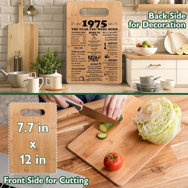 50th Birthday Cutting Board Gift for Women & Men