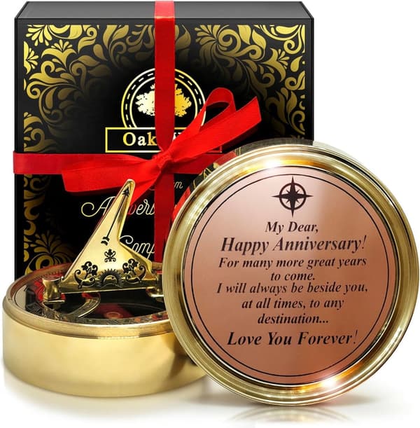 50th Anniversary Sundial Compass Gift for Couples