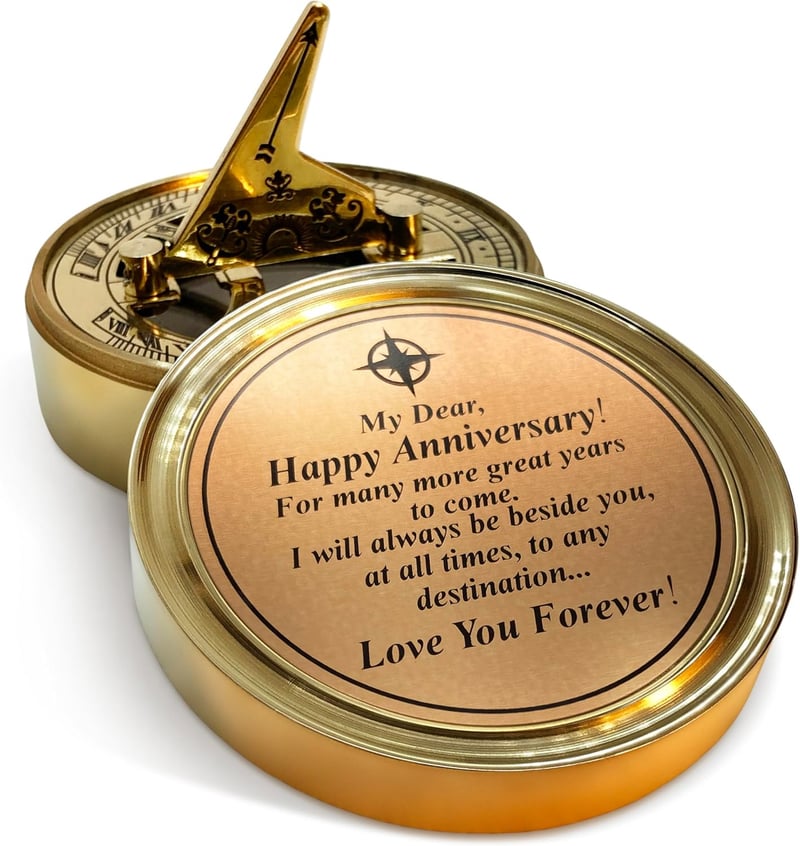 50th Anniversary Sundial Compass Gift for Couples