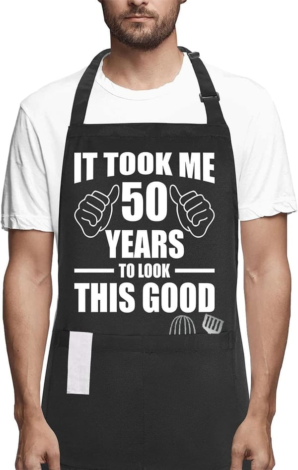 50th Birthday Funny Chef Apron with Pockets for Adults