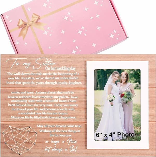 Sister Wedding Gift: Personalized Photo Frame for Bride
