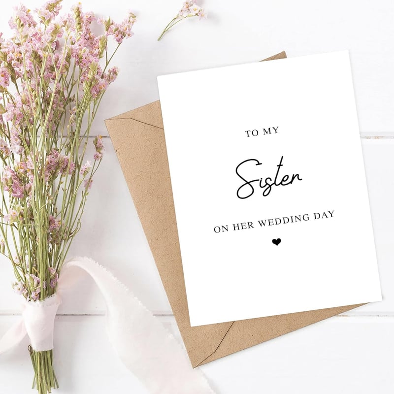 Sister Wedding Day Card – Gift for Bride, 5 x 7 Inches