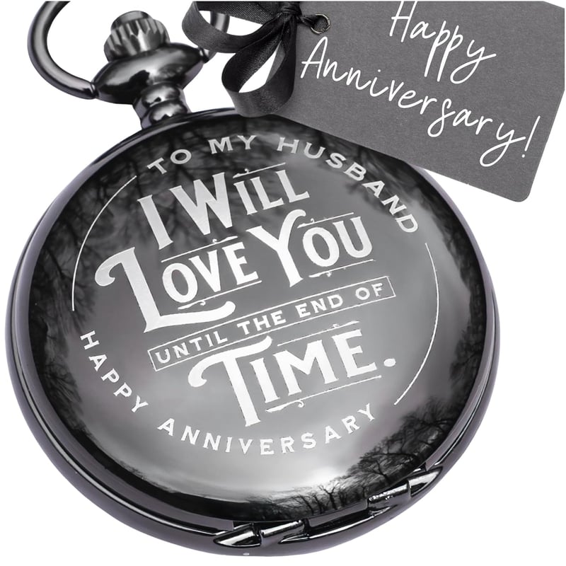 Engraved Pocket Watch for Him - 1st, 15th Anniversary Gift