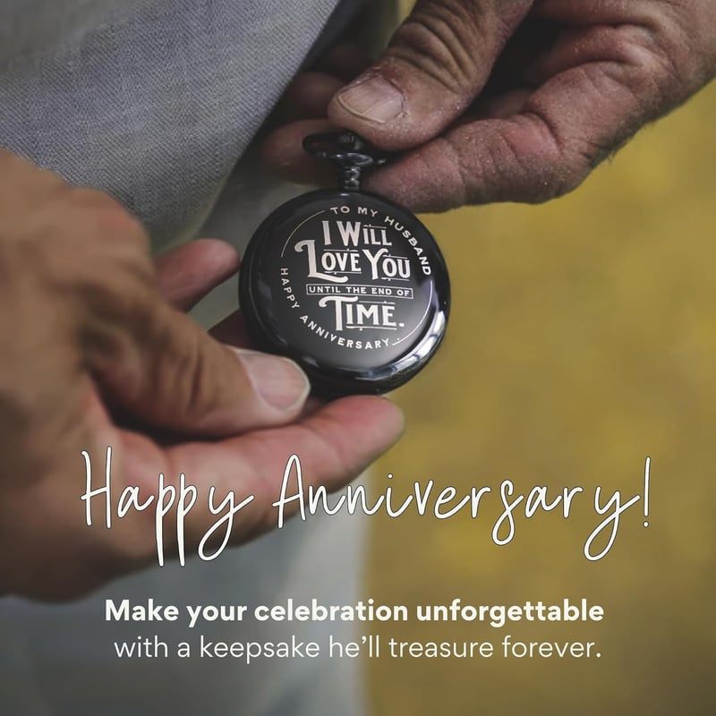 Engraved Pocket Watch for Him - 1st, 15th Anniversary Gift