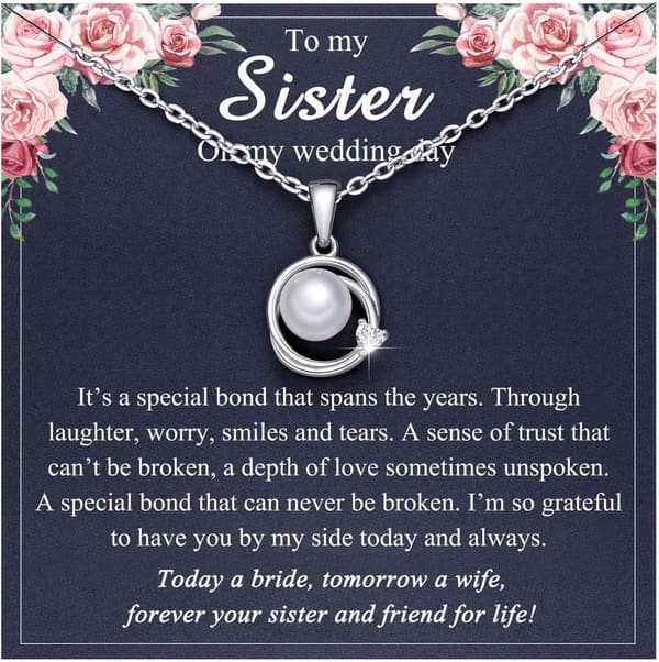 Mother of the Bride Silver Pearl Necklace for Women